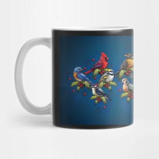 Christmas Holiday Birds Blue Mug